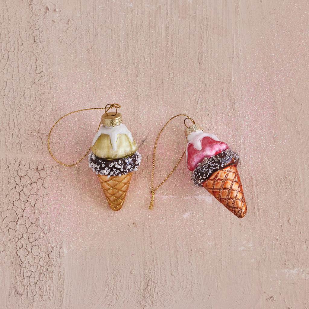 Glass Ice Cream Cone Ornament