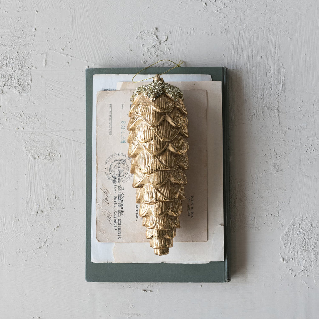 Gold Sequin Pinecone Ornament