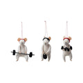 Handmade Wool Felt Workout Mouse Ornament