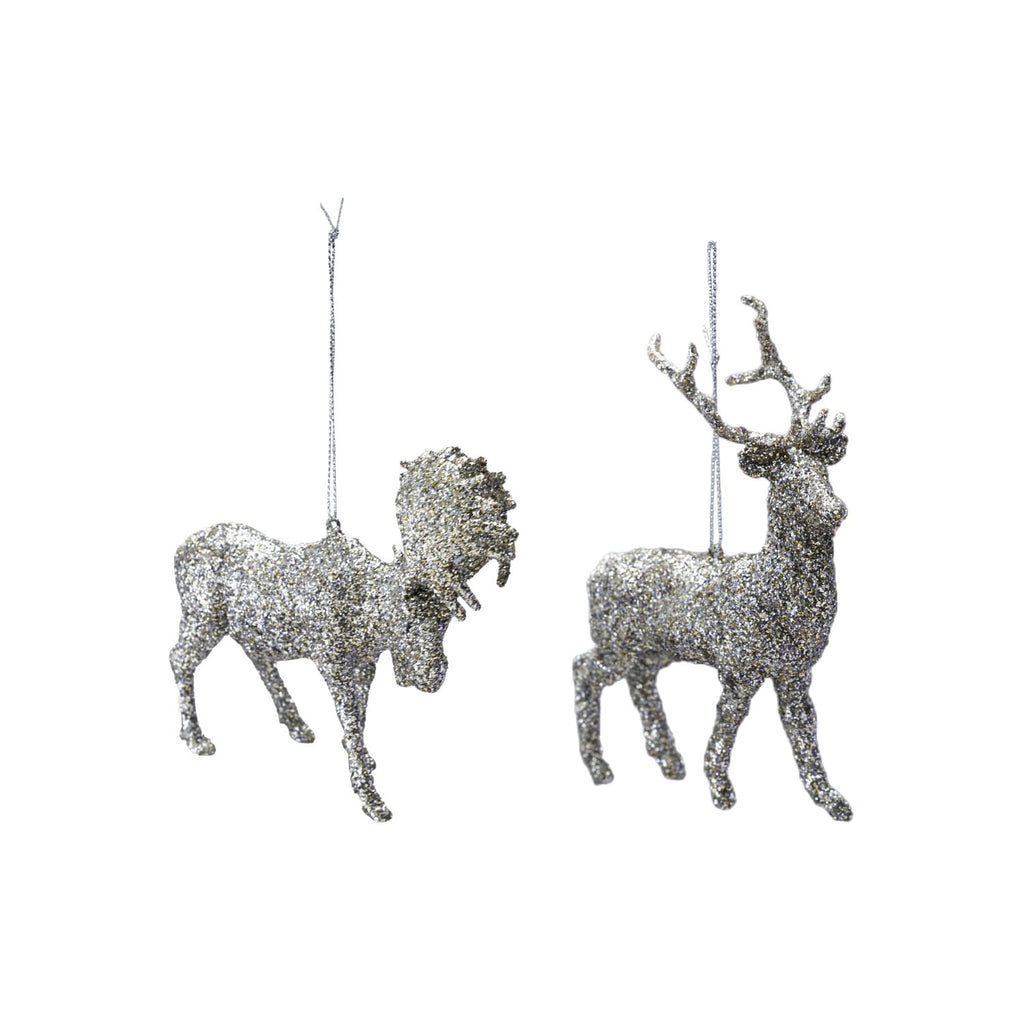 Glittered Holiday Deer Figurine