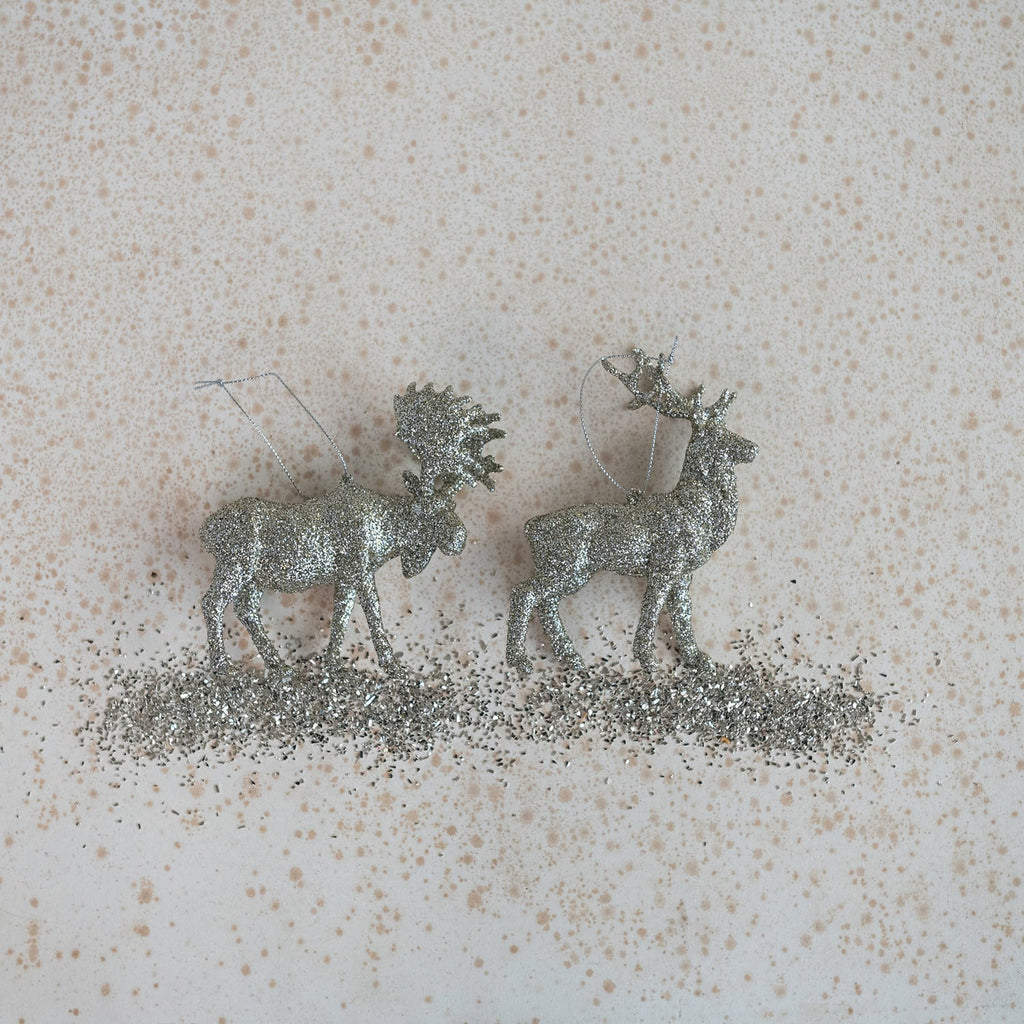 Glittered Holiday Deer Figurine