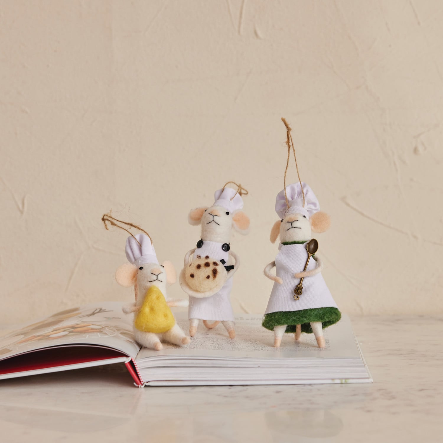 Handmade Wool Felt Chef Mouse Ornament