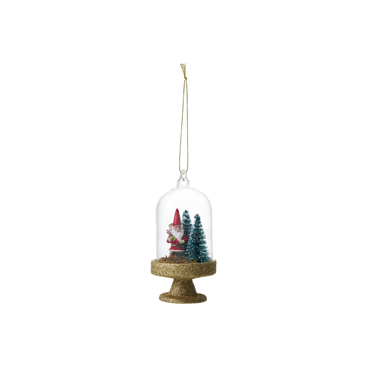 Glass Cloche Gnome & Trees Ornament