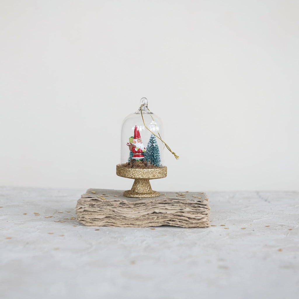 Glass Cloche Gnome & Trees Ornament