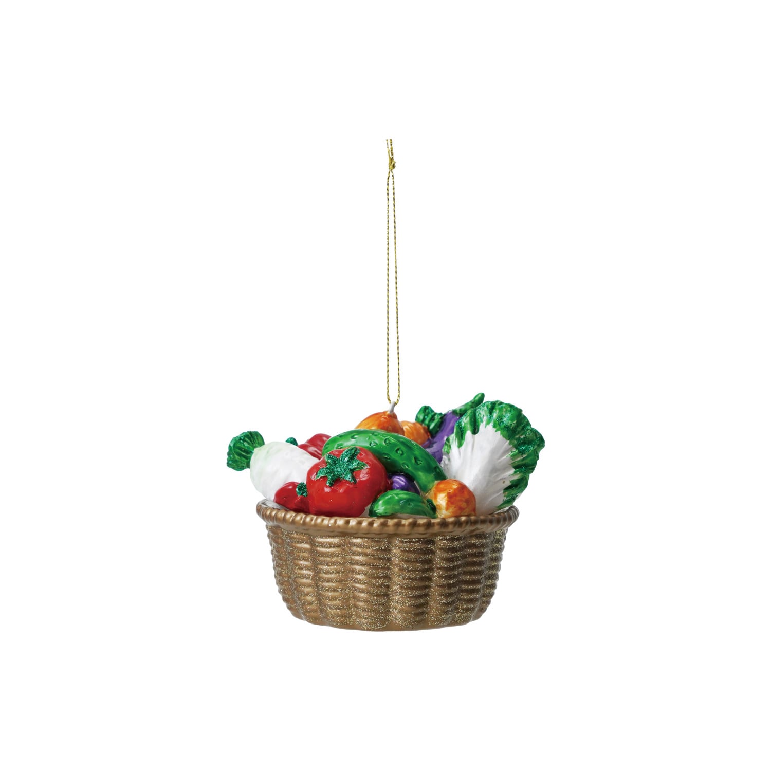 Glittered Vegetable Basket Christmas Ornament