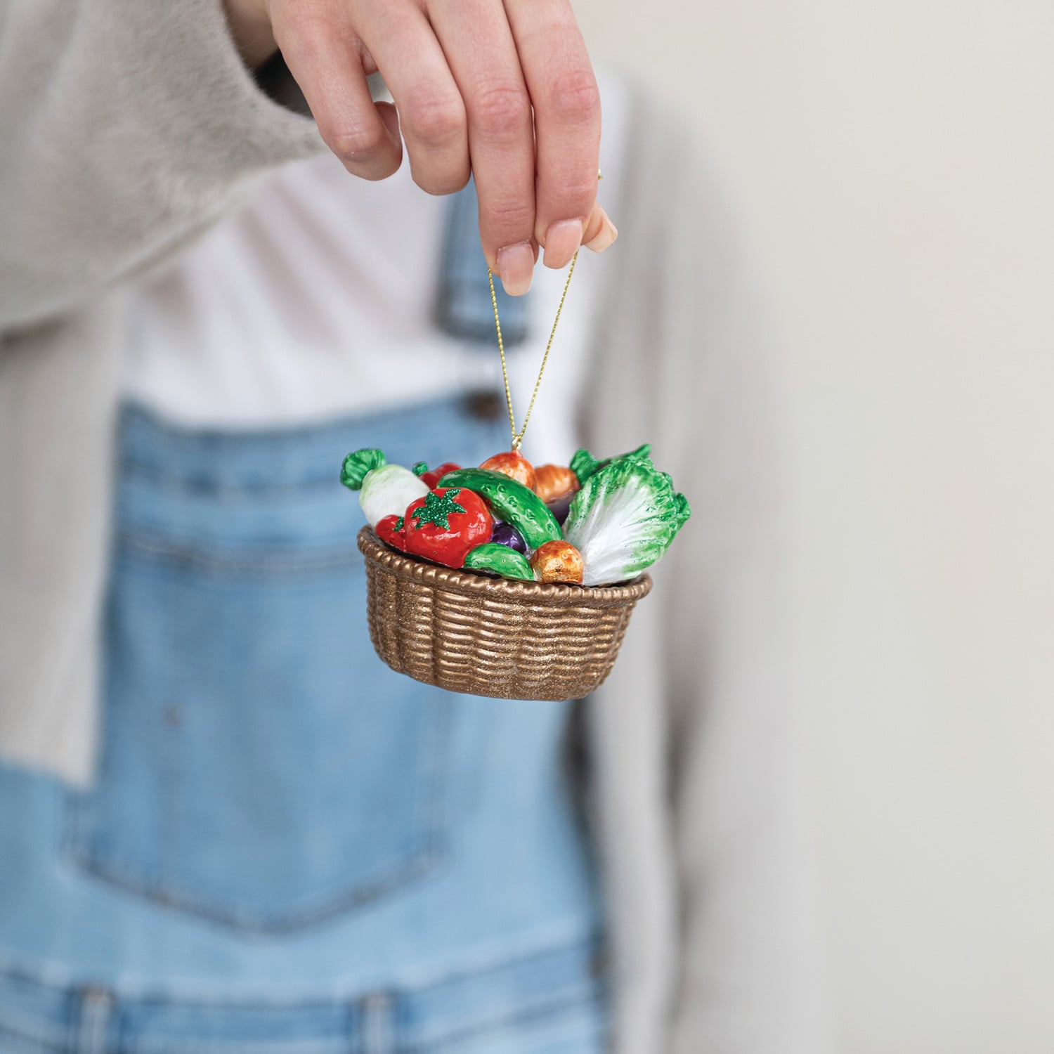 Glittered Vegetable Basket Christmas Ornament