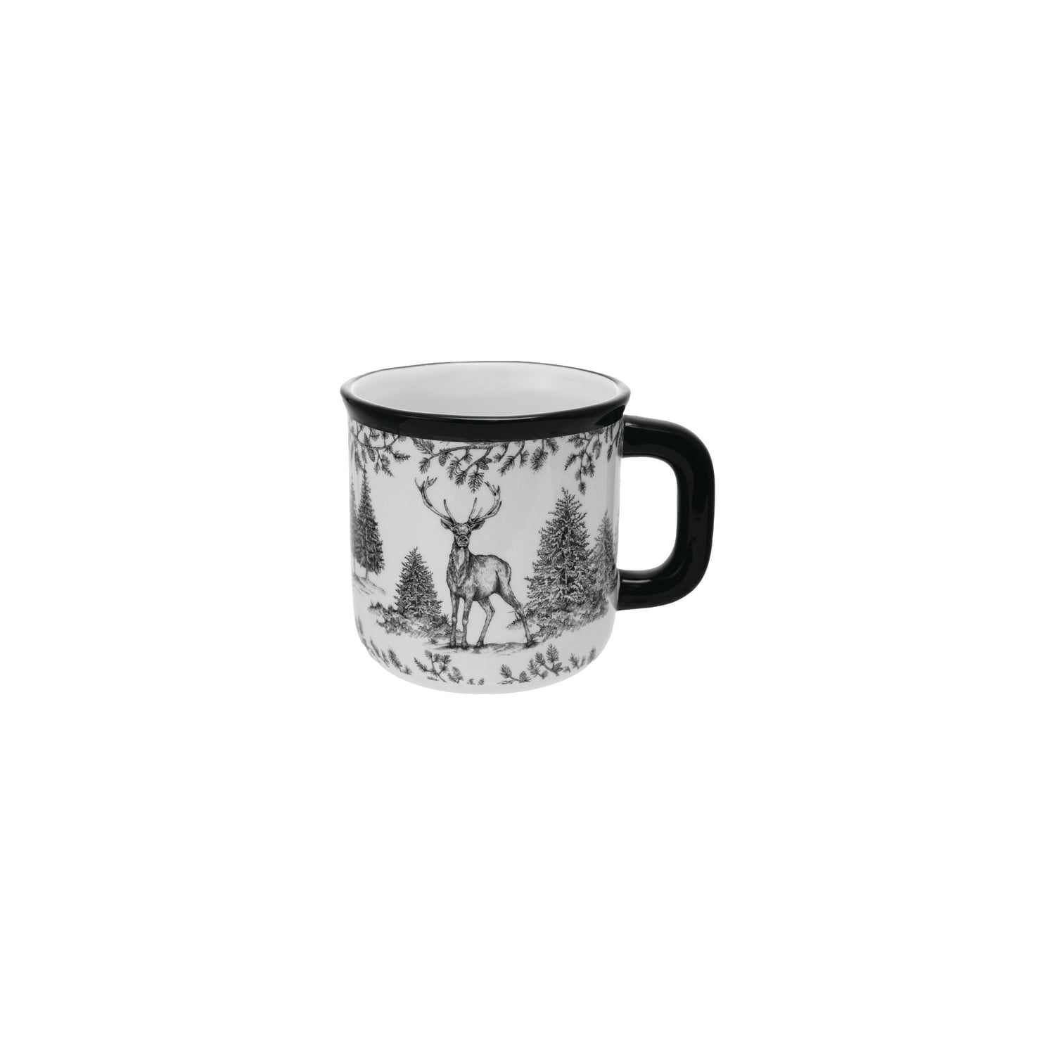 Woodland Deer Ceramic Mug with Colored Rim